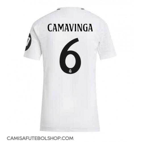 Camisa de time de futebol Real Madrid Eduardo Camavinga #6 Replicas 1º Equipamento Feminina 2024-25 Manga Curta